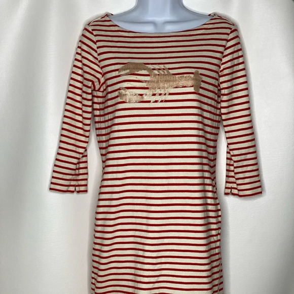 Uniqlo women’s striped lobster nautical dress sz XS cream & red - Picture 1 of 4